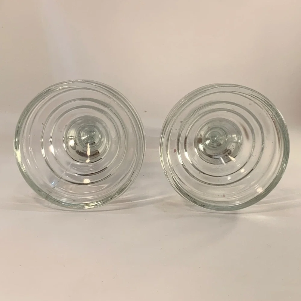 Homco Ribbed Glass Candlesticks 9